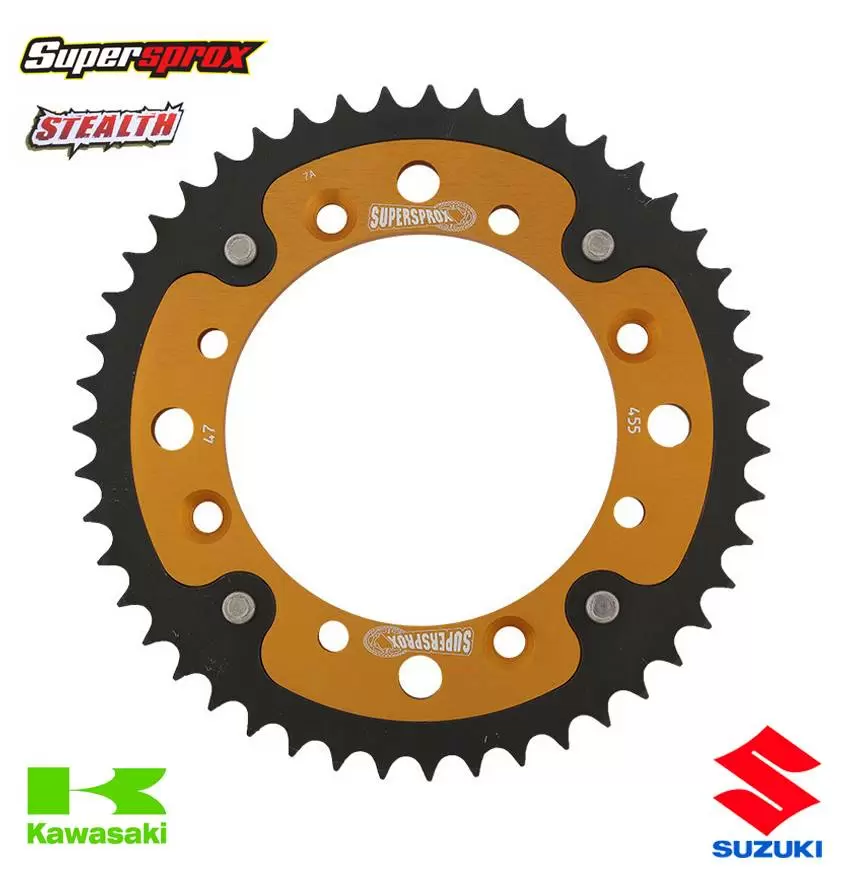 Supersprox Stealth Rear Sprocket Kawasaki KX Suzuki RM - Gold 3 Supersprox Stealth Rear Sprocket Kawasaki KX Suzuki RM - Gold - Image 3